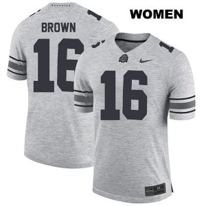 Women's NCAA Ohio State Buckeyes Cameron Brown #16 College Stitched Authentic Nike Gray Football Jersey TK20I74WR